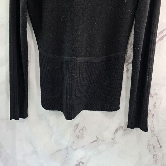 Title Nine Sweater Womens Small Black Merino Wool Mock Neck Full Zip Pockets - Picture 7 of 12